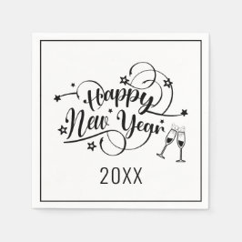 Black Font New Year's Cocktail servetten