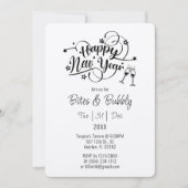 Black Font Oudejaarsavond Feest Uitnodigen Kaart (Voorkant)