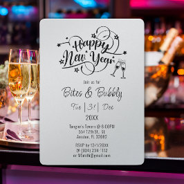 Black Font Oudejaarsavond Feest Uitnodigen Kaart