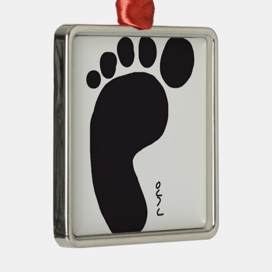 Black Foot Print Metalen Ornament (Rechts)