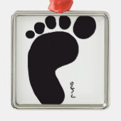 Black Foot Print Metalen Ornament (Voorkant)
