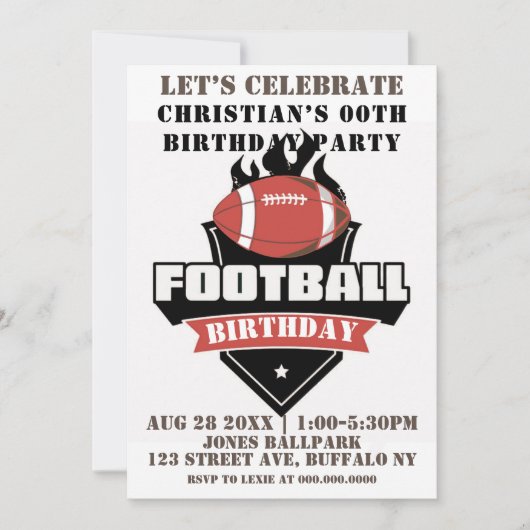 Black Football Foto Birthday Party nodigt uit (Voorkant)