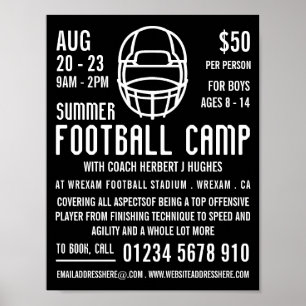 Black Football Helmet, Football Camp Adverteren Poster