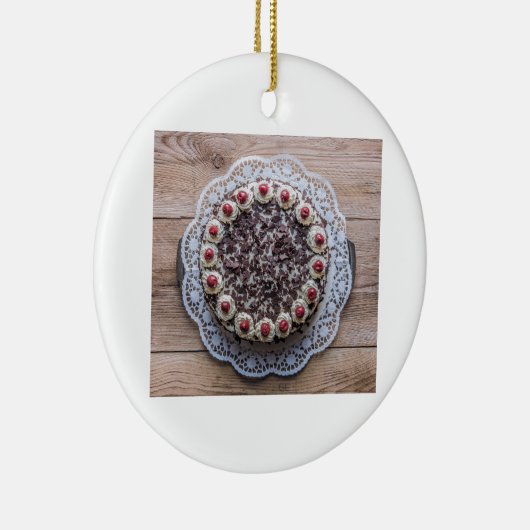 Black Forest Cake Gateau voor snoepmakers Keramisch Ornament (Rechts)