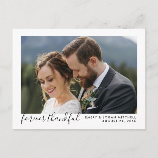 Black Forever Dankbaar Huwelijksfoto Dank u Briefkaart (Voorkant)