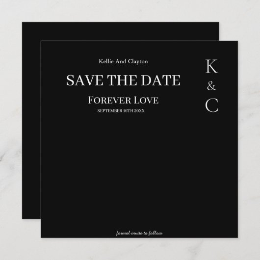 Black Forever Love Wedding Save The Date (Voorkant / Achterkant)