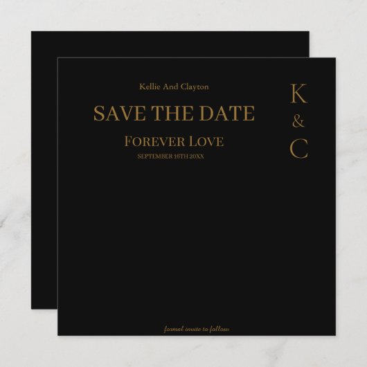 Black Forever Love Wedding Save the Date (Voorkant / Achterkant)