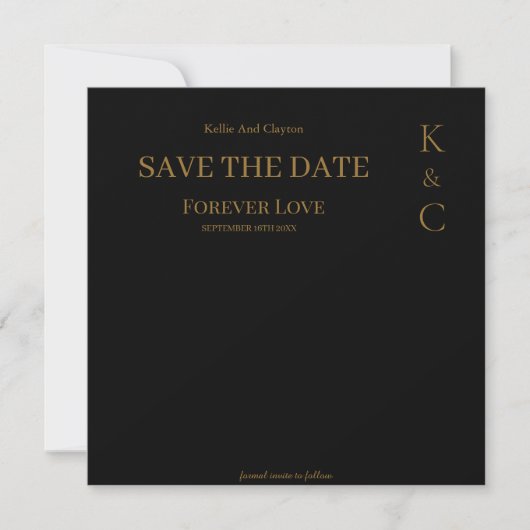 Black Forever Love Wedding Save the Date (Voorkant)
