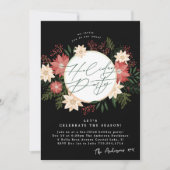 Black Formal Christmas Poinsettia Vakantiefeest Kaart (Voorkant)