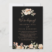 Black Formal Royal Floral Elopement Receptie Kaart (Voorkant)