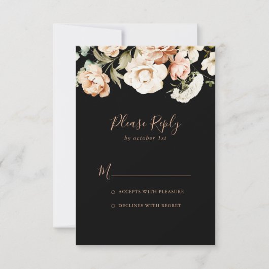 Black Formal Royal Floral RSVP (Voorkant)