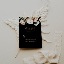 Black Formal Royal Floral RSVP Kaartje