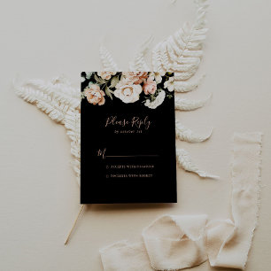 Black Formal Royal Floral RSVP Kaartje