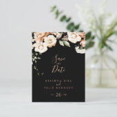 Black Formal Royal Floral Save the Date Briefkaart (Staand voorkant)