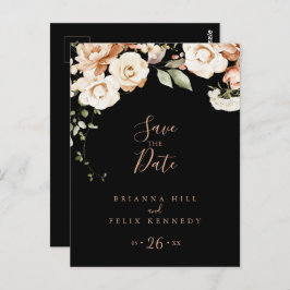 Black Formal Royal Floral Save the Date Briefkaart
