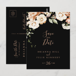Black Formal Royal Floral Save the Date Briefkaart