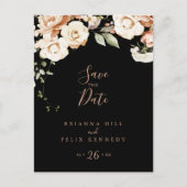Black Formal Royal Floral Save the Date Briefkaart (Voorkant)