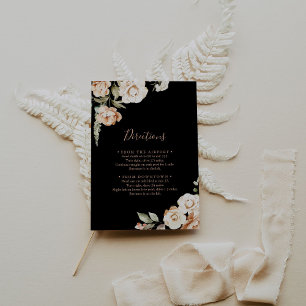 Black Formal Royal Floral Wedding Routebeschrijvin Informatiekaartje