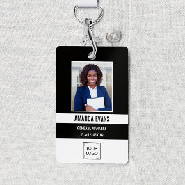 Black | Foto Medewerker Logo of QR CODE Beveiligin Badge