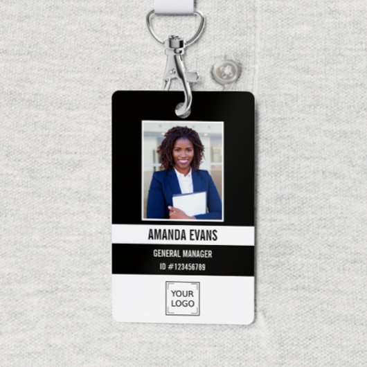 Black | Foto Medewerker Logo of QR CODE Beveiligin Badge