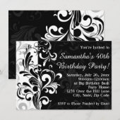 Black Fountain Swirl Birthday Party Kaart (Voorkant / Achterkant)