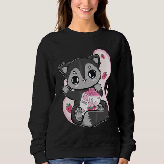 Black Fox Aardbei Melk Bubble Thee Voor Boba Trui (Voorkant)
