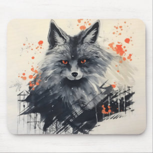 Black Fox Ink Painting Muismat