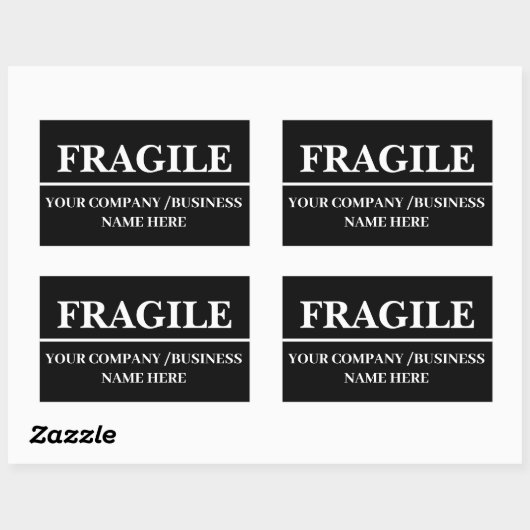 Black Fragile Shipping Label Rectangle Sticker (Vel)