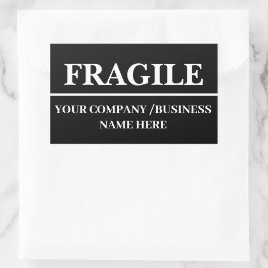 Black Fragile Shipping Label Rectangle Sticker (Tas)