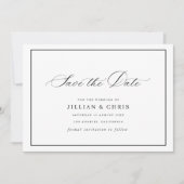 Black frame calligraphy wedding save the date card kaart (Voorkant)