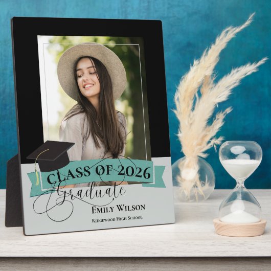 Black Frame Graduation Keepsake Photo Plaque Fotoplaat (Zijkant)
