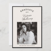 Black Frame Ivory Graduation One Photo Announcemen Kaart (Voorkant)