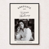 Black Frame Ivory Graduation One Photo Announcemen Kaart