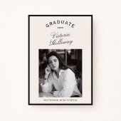 Black Frame Ivory Graduation One Photo Announcemen Kaart