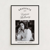Black Frame Ivory Graduation One Photo Announcemen Kaart