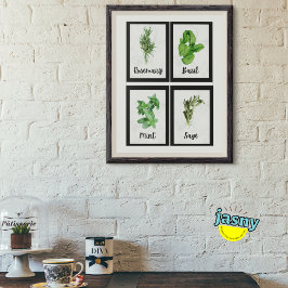 Black Framed Herbs Poster