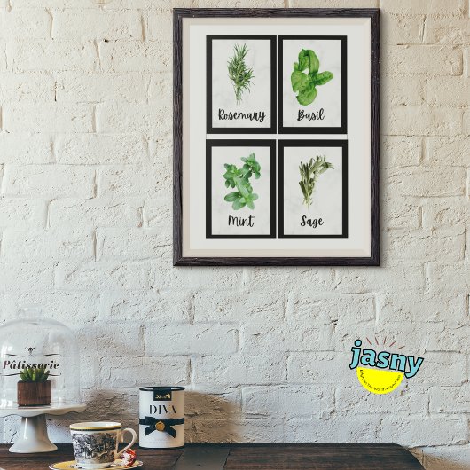 Black Framed Herbs Poster