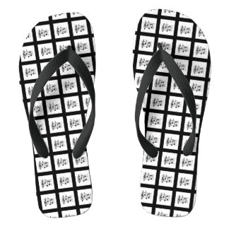 Black Framed Musical Squares Teenslippers