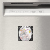 Black Framed Spooky Halloween Paar Tekening Magneet (Insitu (Vaatwasser))