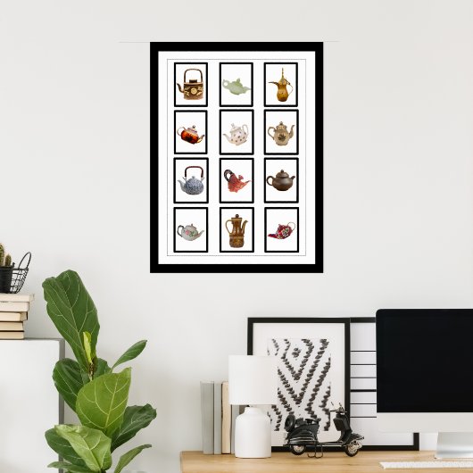 Black Framed Teapots Poster (Thuiskantoor)