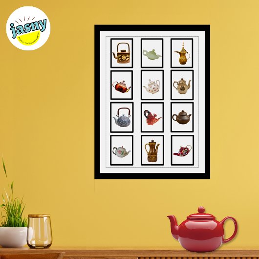 Black Framed Teapots Poster