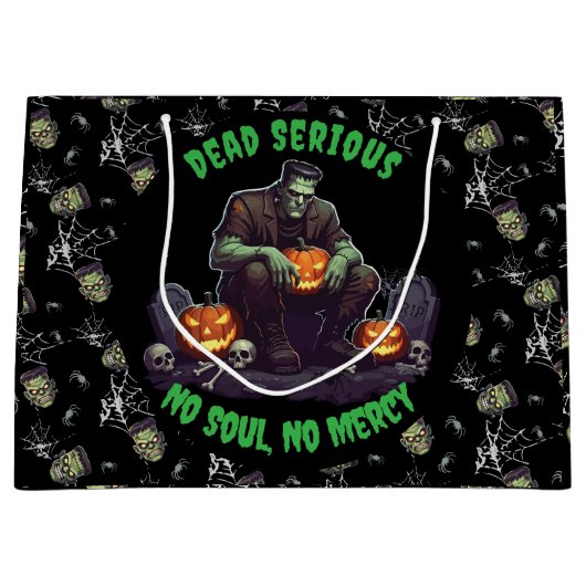 🖤 Black Frankenstein Halloween Gift Bag 💀🎃 Groot Cadeauzakje (Voorkant)