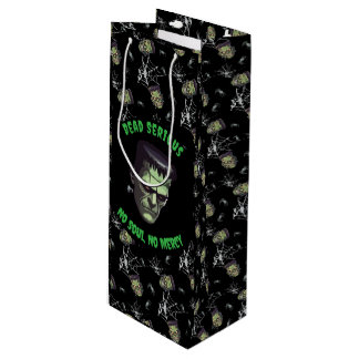 🖤 Black Frankenstein Halloween Gift Bag 💀🎃 Wijn Cadeautas