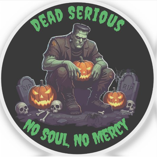 🖤 Black Frankenstein Halloween Sticker 💀🎃 (Voorkant)