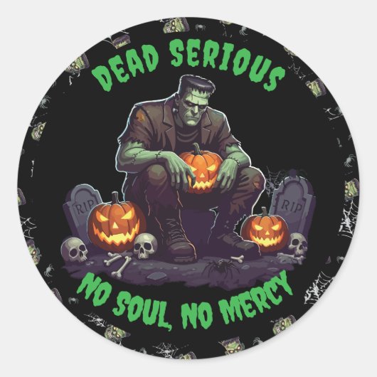 🖤 Black Frankenstein Halloween Sticker 💀🎃 (Voorkant)