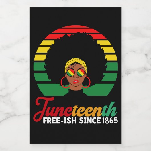 Black Freedom Free Ish sinds 1865 Juneteenth Wijn Etiket (Enkel label)