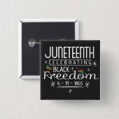 Black Freedom Junetetiende Vierkante Button 5,1 Cm (Voorkant /achterkant)