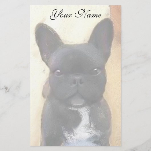 Black French Bulldog art briefpapier (Voorkant)