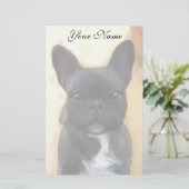 Black French Bulldog art briefpapier (Staand voorkant)