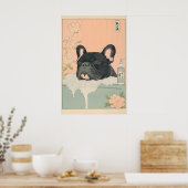 Black French Bulldog Bathroom Print Japandi (Keuken)